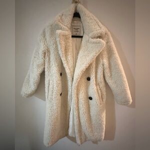 Abercrombie & Fitch Long Sherpa Teddy Coat | X-Small